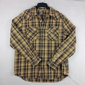 PRPS Medium Mens Shirt Flannel Heavyweight 22x28 Western Snap Cowboy Hip Hop